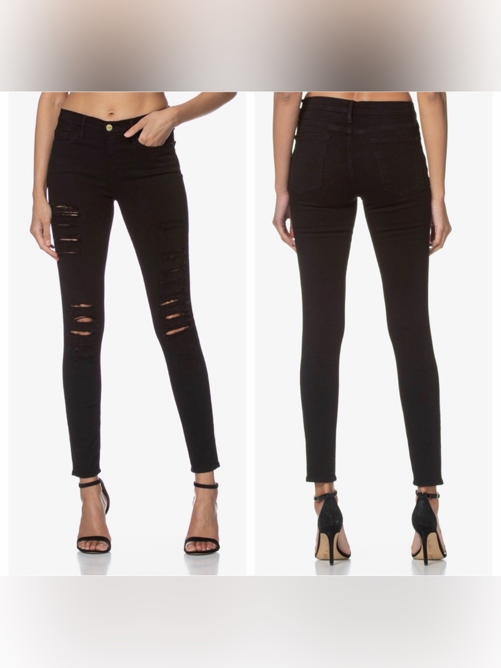 Frame Denim Le Skinny de Jeanne - Distressed Black -29
